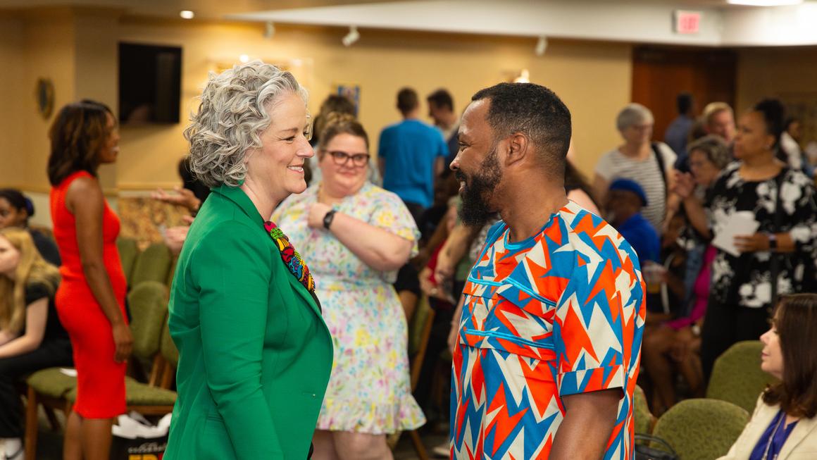 Dr. Leanna Fenneberg talks with Quincy Stephenson.